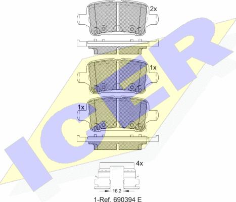 Icer 182257 - Тормозные колодки, дисковые, комплект unicars.by