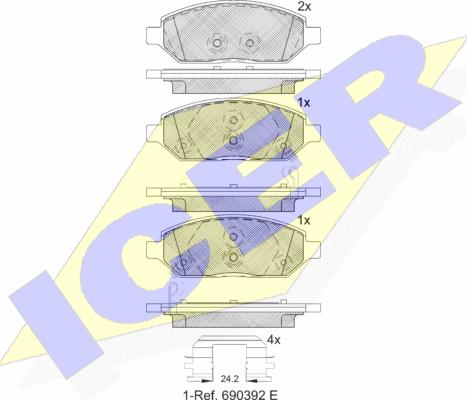 Icer 182264 - Тормозные колодки, дисковые, комплект unicars.by