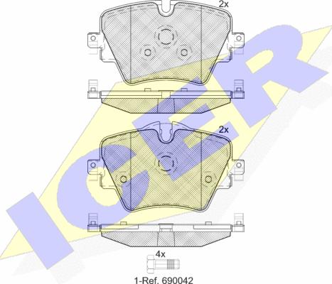 Icer 182216 - Тормозные колодки, дисковые, комплект unicars.by