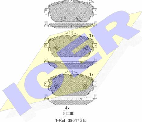 Icer 182212 - Тормозные колодки, дисковые, комплект unicars.by