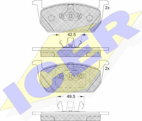 Icer 182285 - Тормозные колодки, дисковые, комплект unicars.by