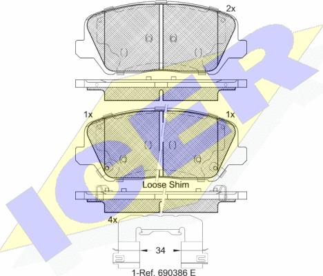 Icer 182239 - Тормозные колодки, дисковые, комплект unicars.by