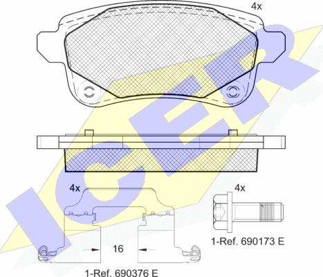 Icer 182222-208 - Тормозные колодки, дисковые, комплект unicars.by