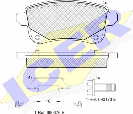 Icer 182222 - Тормозные колодки, дисковые, комплект unicars.by