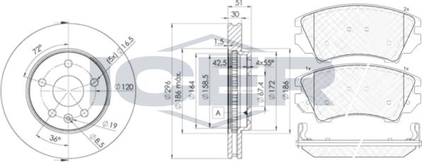 Icer 31913-4116 - Дисковый тормозной механизм, комплект unicars.by