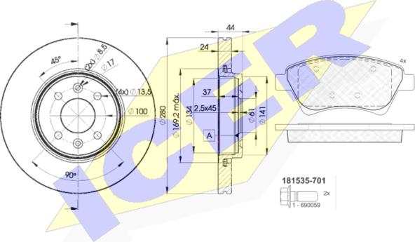 Icer 31535-7829 - Дисковый тормозной механизм, комплект unicars.by