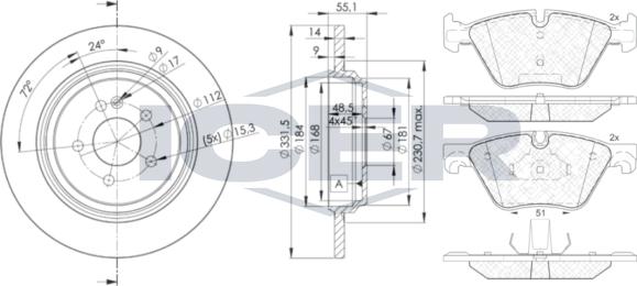 Icer 32002-3555 - Дисковый тормозной механизм, комплект unicars.by