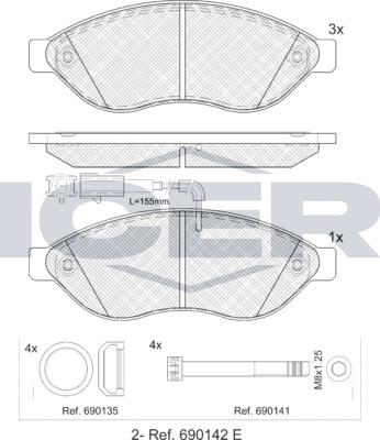 Icer LM1803 - Тормозные колодки, дисковые, комплект unicars.by