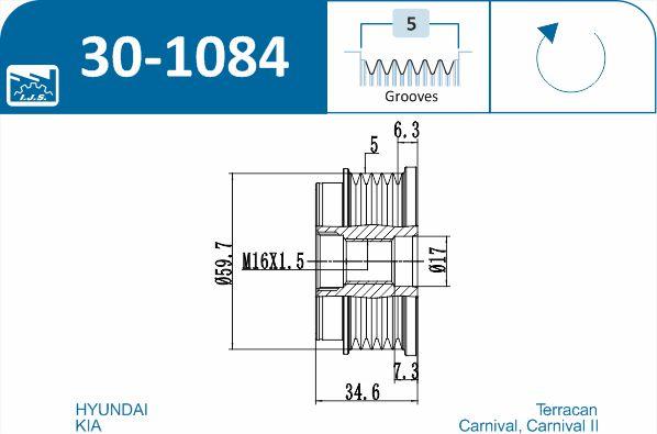 IJS GROUP 30-1084 - Шкив генератора, муфта unicars.by