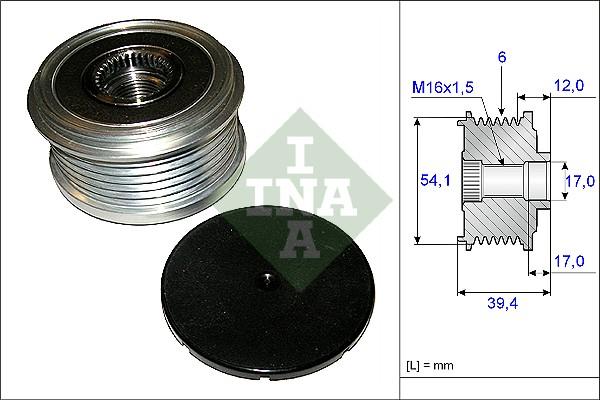 INA 535 0090 10 - Шкив генератора, муфта unicars.by