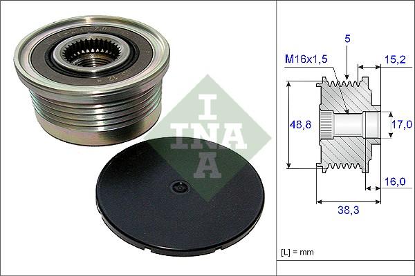 INA 535 0048 10 - Шкив генератора, муфта unicars.by