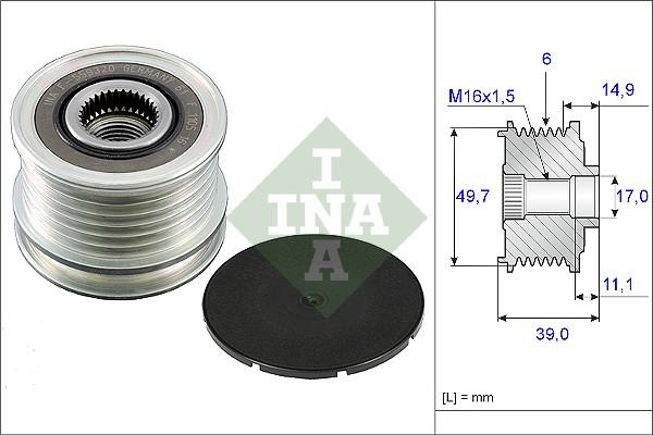 INA 535 0050 10 - Шкив генератора, муфта unicars.by