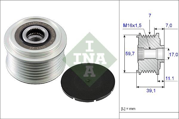 INA 535 0053 10 - Шкив генератора, муфта unicars.by