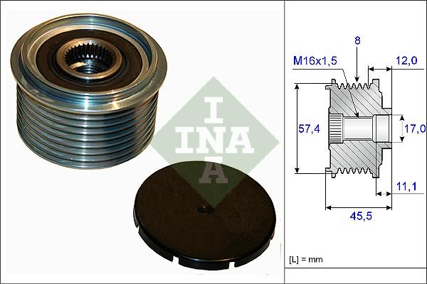 INA 535 0069 10 - Шкив генератора, муфта unicars.by