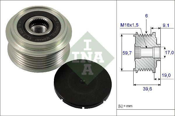 INA 535 0065 10 - Шкив генератора, муфта unicars.by