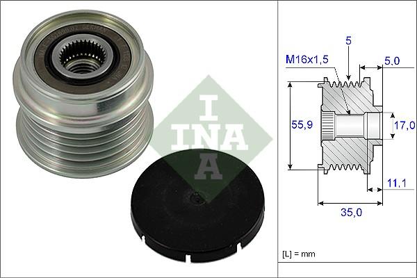 INA 535 0005 10 - Шкив генератора, муфта unicars.by