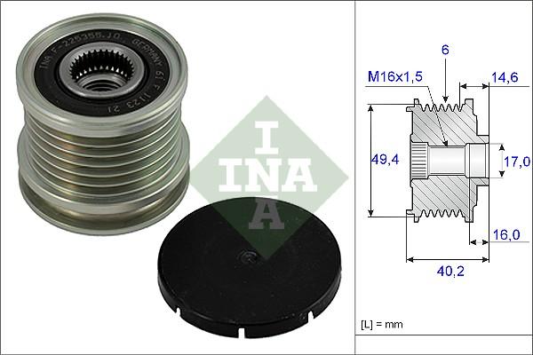 INA 535 0001 10 - Шкив генератора, муфта unicars.by