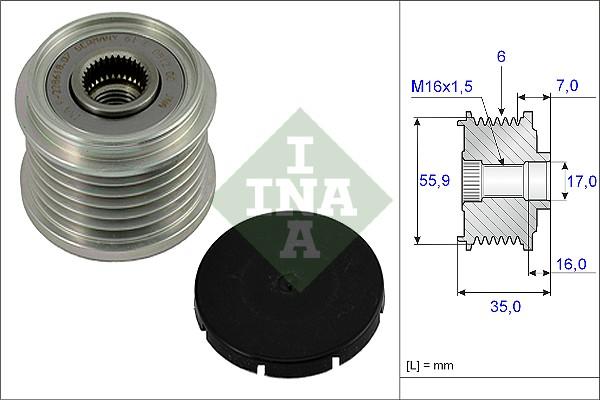 INA 535 0014 10 - Шкив генератора, муфта unicars.by