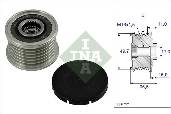 INA 535 0016 10 - Шкив генератора, муфта unicars.by