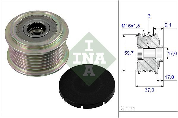 INA 535 0017 10 - Шкив генератора, муфта unicars.by