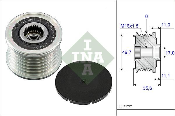 INA 535 0086 10 - Шкив генератора, муфта unicars.by