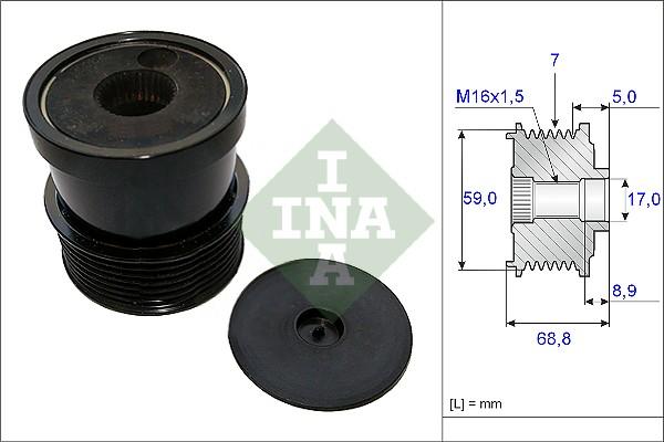 INA 535 0070 30 - Шкив генератора, муфта unicars.by