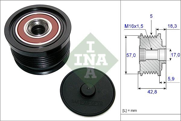 INA 535 0191 10 - Шкив генератора, муфта unicars.by