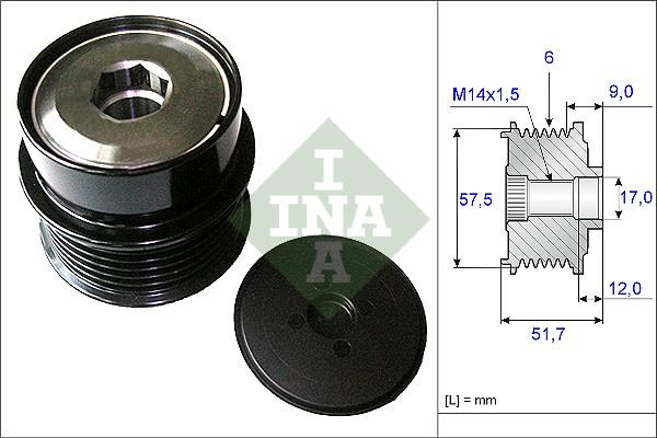 INA 535 0197 10 - Шкив генератора, муфта unicars.by