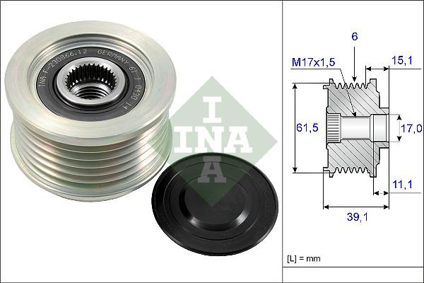 INA 535 0144 10 - Шкив генератора, муфта unicars.by