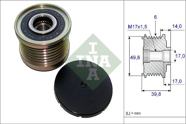 INA 535 0146 10 - Шкив генератора, муфта unicars.by