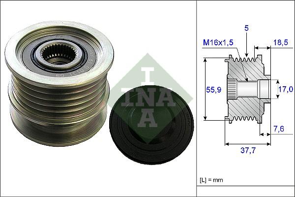 INA 535 0169 10 - Шкив генератора, муфта unicars.by