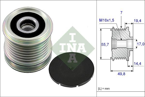 INA 535 0165 10 - Шкив генератора, муфта unicars.by