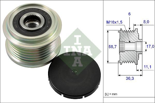 INA 535 0160 10 - Шкив генератора, муфта unicars.by