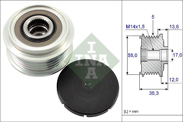 INA 535 0184 10 - Шкив генератора, муфта unicars.by