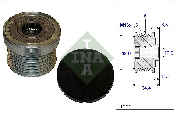 INA 535 0183 10 - Шкив генератора, муфта unicars.by