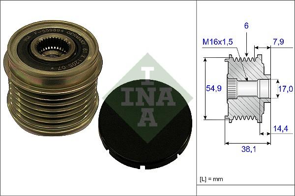 INA 535 0176 10 - Шкив генератора, муфта unicars.by