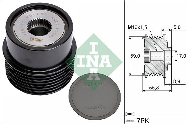 INA 535 0354 10 - Шкив генератора, муфта unicars.by