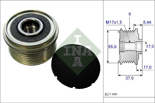 INA 535 0246 10 - Шкив генератора, муфта unicars.by