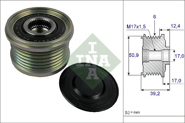 INA 535 0247 10 - Шкив генератора, муфта unicars.by