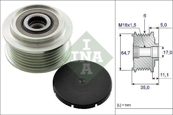 INA 535 0250 10 - Шкив генератора, муфта unicars.by