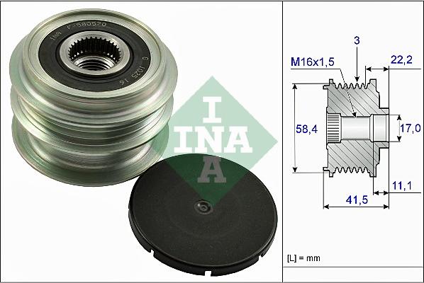 INA 535 0269 10 - Шкив генератора, муфта unicars.by