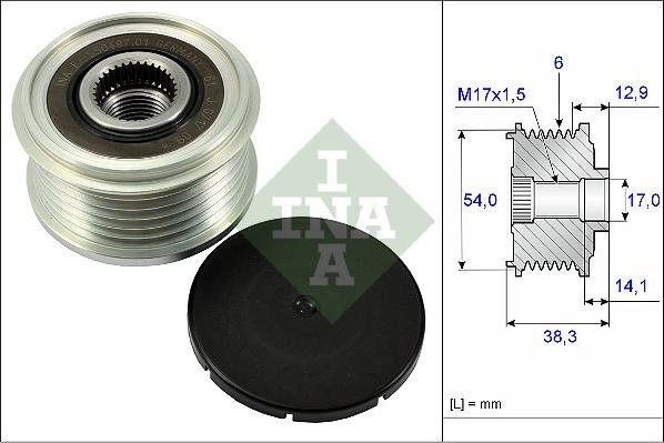 INA 535 0264 10 - Шкив генератора, муфта unicars.by