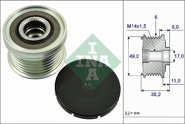 INA 535 0268 10 - Шкив генератора, муфта unicars.by