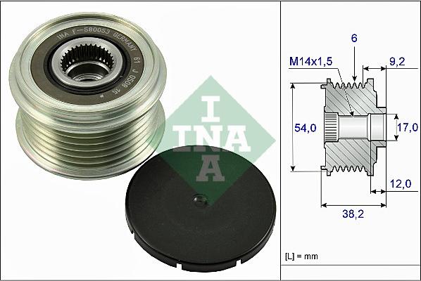 INA 535 0263 10 - Шкив генератора, муфта unicars.by