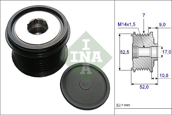 INA 535 0209 10 - Шкив генератора, муфта unicars.by