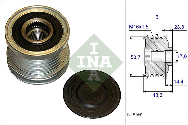 INA 535 0204 10 - Шкив генератора, муфта unicars.by