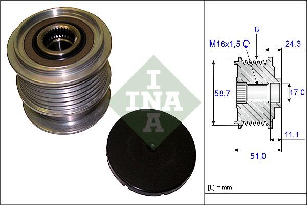 INA 535 0200 10 - Шкив генератора, муфта unicars.by