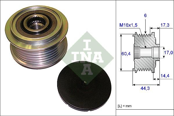 INA 535 0207 10 - Шкив генератора, муфта unicars.by