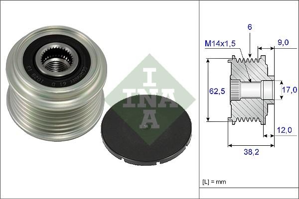 INA 535 0219 10 - Шкив генератора, муфта unicars.by