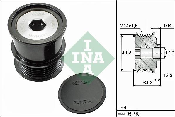 INA 535 0284 10 - Шкив генератора, муфта unicars.by